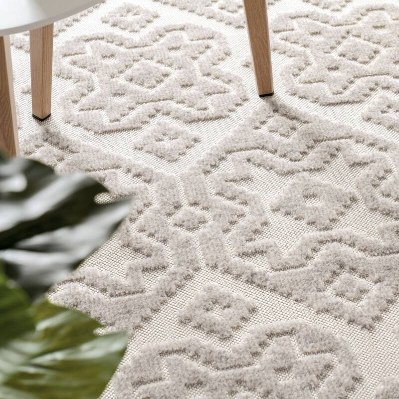 In- & Outdoor Rug Marrakesh Trellis Pattern with High/Low Effect