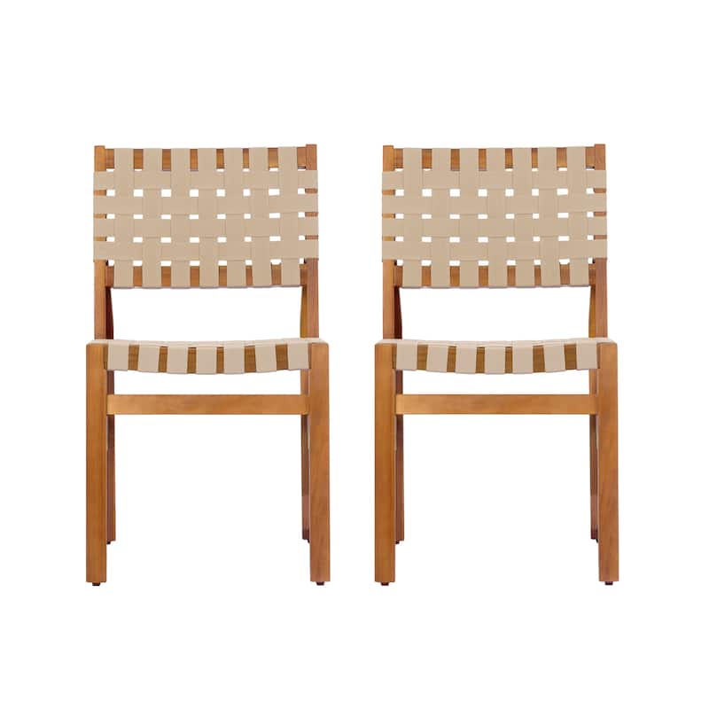 Christopher Knight Home - Acacia Solid Wood Outdoor Patio Side Chairs with Rope (Set of 2)