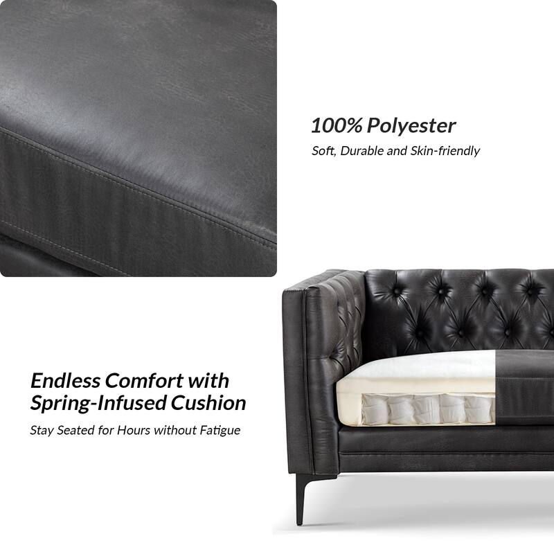 Calymne 84" Classic Square Arms Sofa with Button-Tufted Back by HULALA HOME