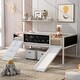 preview thumbnail 2 of 62, Kids Twin Size Low Loft Bed with Rope Climbing Frame, Slide, Double-Sided Chalkboards and Lockable Underbed Storage Boxes