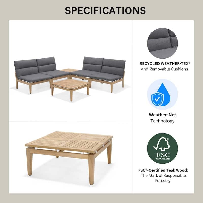 Amazonia Arnhou 11pc Outdoor Patio FSC Teak Seating Set
