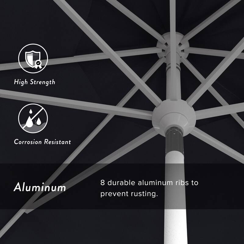 California Umbrella 11' Rd. Aluminum Patio Umbrella, Crank Lift, Collar Tilt, Dbl Wind Vent, White Finish, Sunbrella Fabric