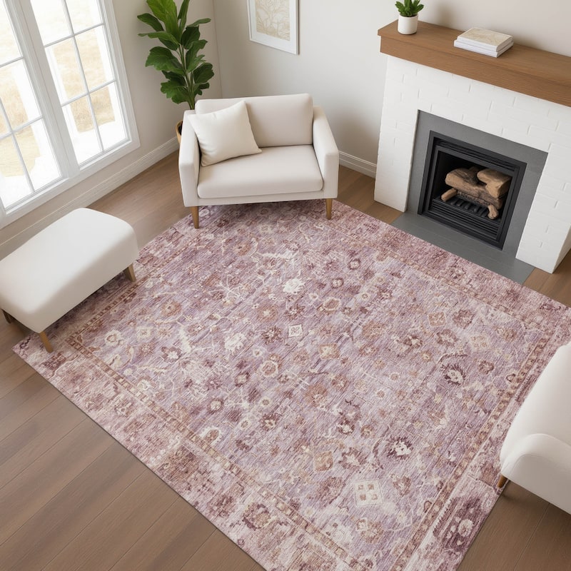 Premium Washable Super Soft Vintage Traditional Mayfield Rug - Blush - 5' x 7'6"