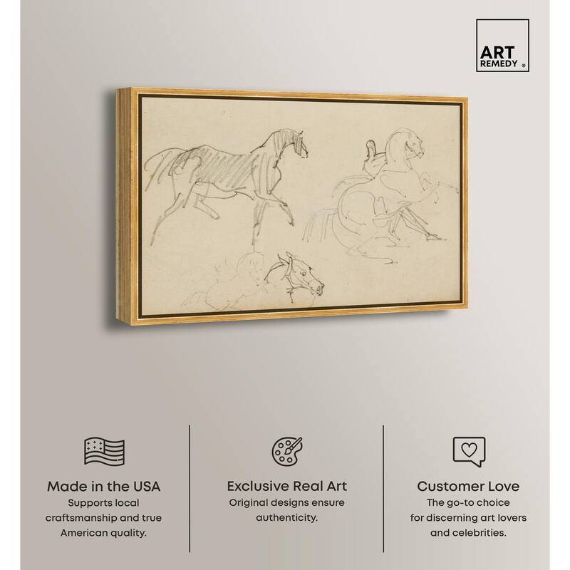 Gericault - Three horse studies Canvas by Art Remedy
