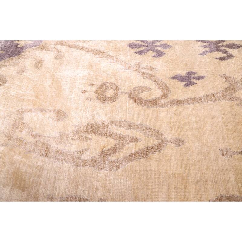 ECARPETGALLERY Hand-knotted Opulence Ivory Silk Rug - 7'10 x 10'0