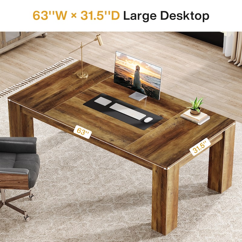 63 Inches Modern Executive Desk Large Office Computer Table