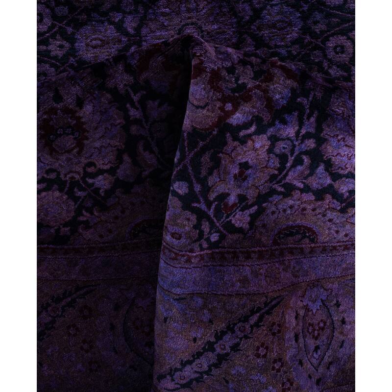 Overdyed One-of-a-Kind Hand-Knotted Round Area Rug - Purple - 6' 1" x 6' 1"