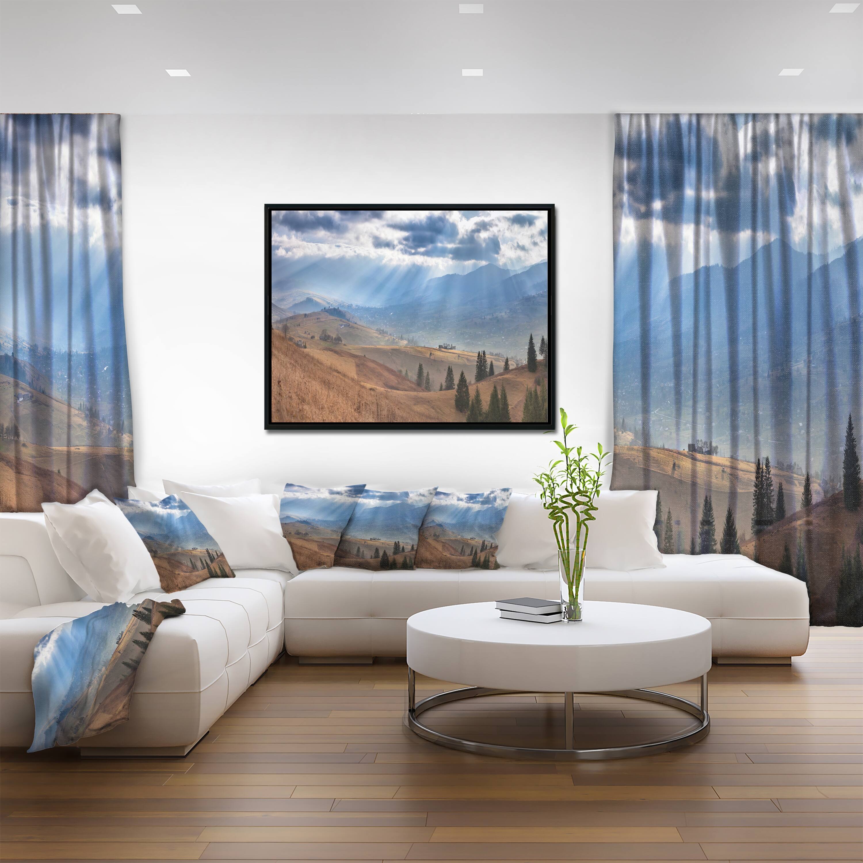 Designart "Beautiful Mountain Village View" Large Landscape Framed