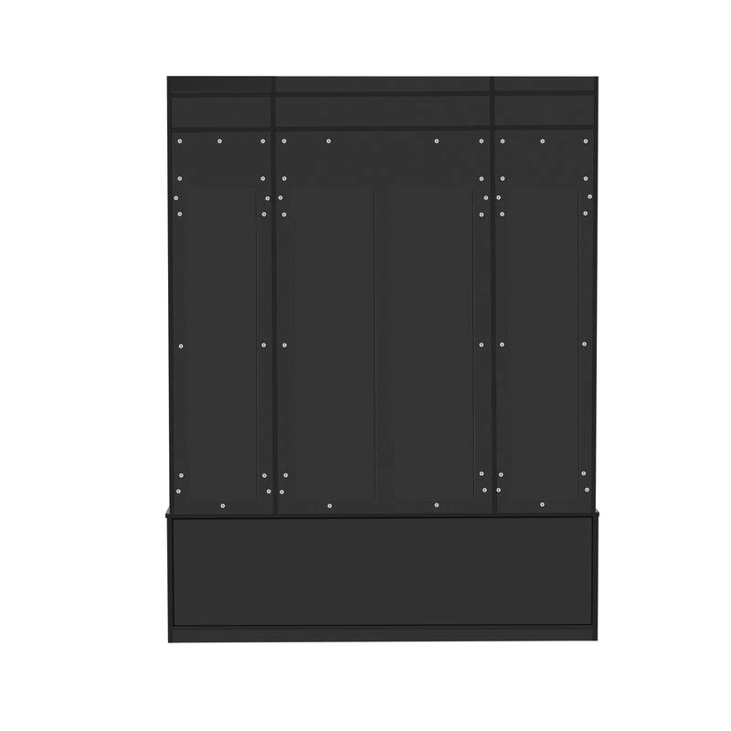 Modern Hall Tree Cabinet with Bench & Adjustable Shelves, Entryway Storage Cabinet Coat Rack with Walk-in Closet