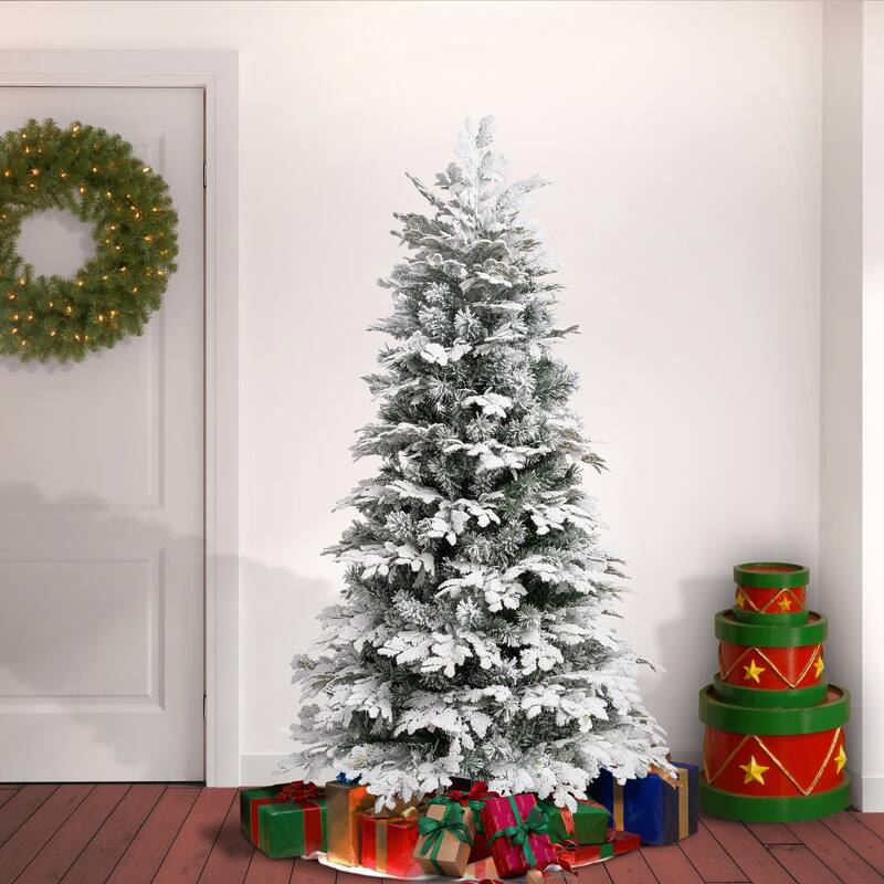 National Tree Company 6 ft. Feel-Real Acacius Snowy Hinged Tree - 6 Foot