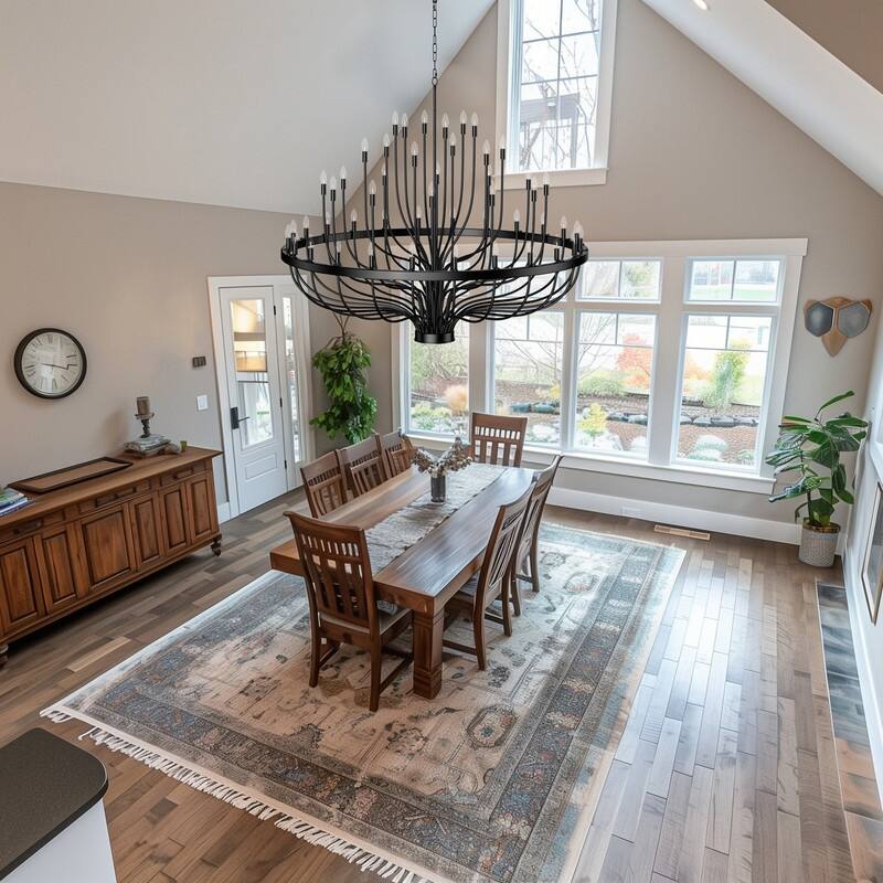Black Chandelier Modern Farmhouse Chandelier for Dining Room Round Industrial Candle Chandeliers Light Wagon Wheel Chandelier