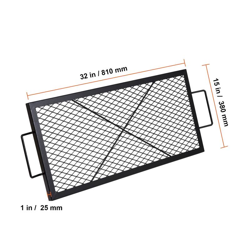 Anmytek X Marks Fire Pit Grill Grate with Handle 32 Inch