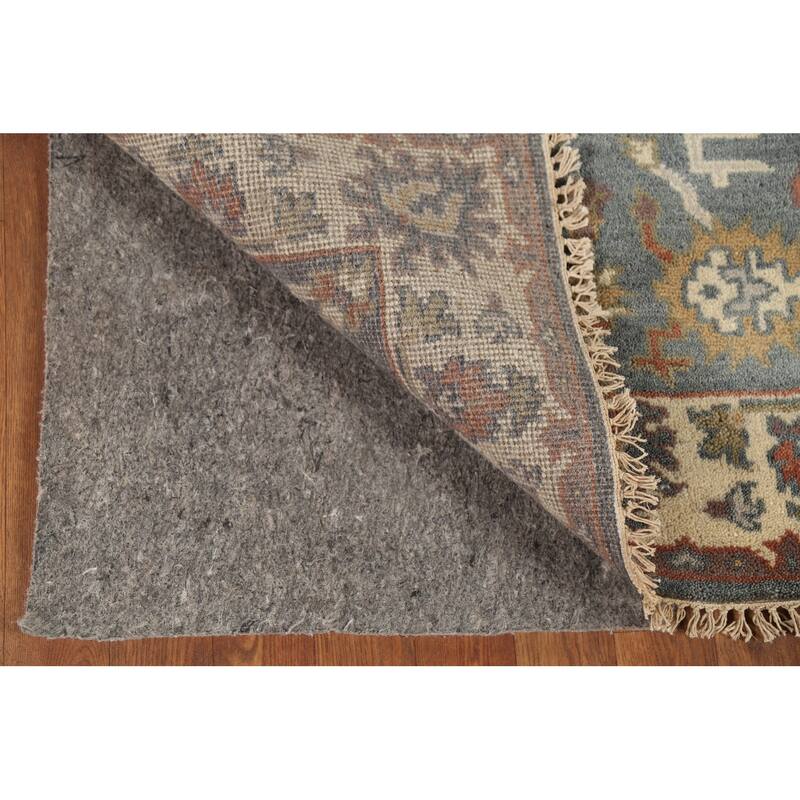 Gray Geometric Oushak Indian Accent Rug Hand-Knotted Wool Carpet - 3'1"x 5'4"