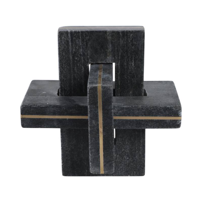 Stone Metal Decorative Object Interlocking Modern Geometric Structure