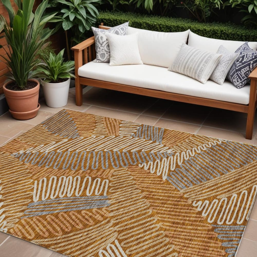 HomeRoots Floral Transitional Rectangle Outdoor Rug