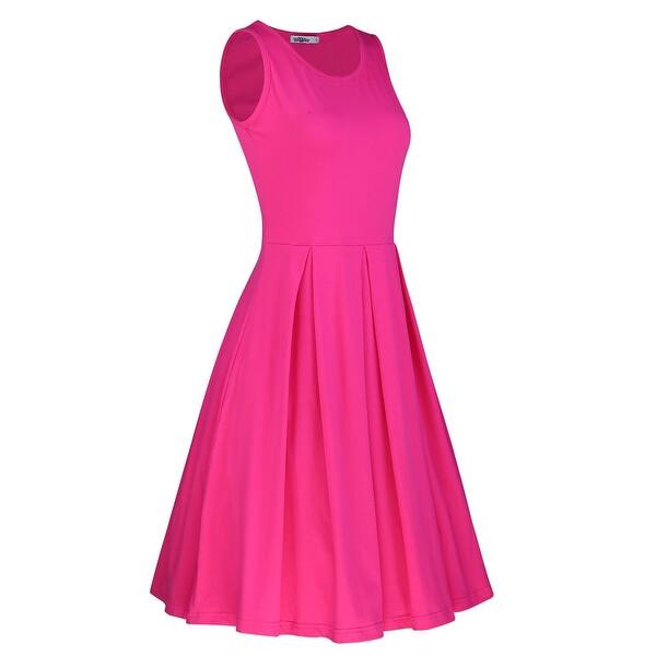 Shop Styleword Pink Womens Size Xl Pleated Sleeveless Sheath Dress