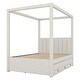 preview thumbnail 17 of 22, Full Size Upholstery Wood Platform Bed with Trundle,Canopy Bed with Drawers
