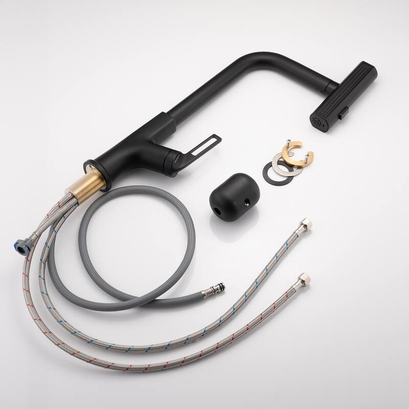 360° Rotating Single Handle Kitchen Sink Waterfall Faucet with Pull Down Sprayer (Only 1 Faucet)