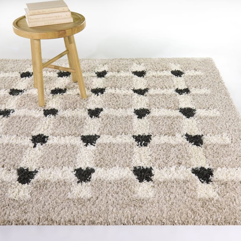 Stewart Trellis Shag Area Rug - 5'3" x 7' - Taupe - Rectangle