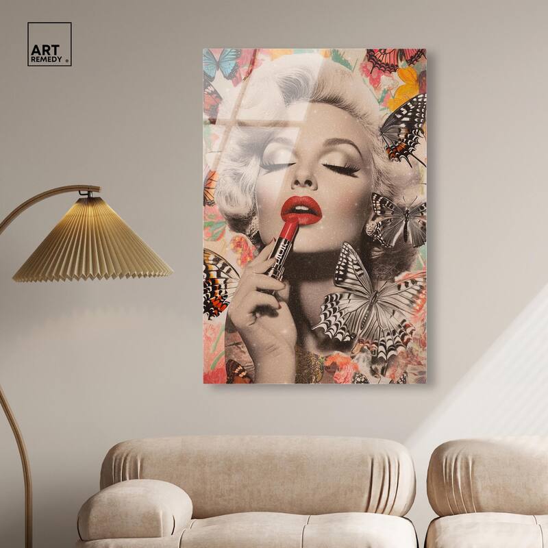 Iconic Lady Butterfly Collage Acrylic by Art Remedy, Ready to Hang