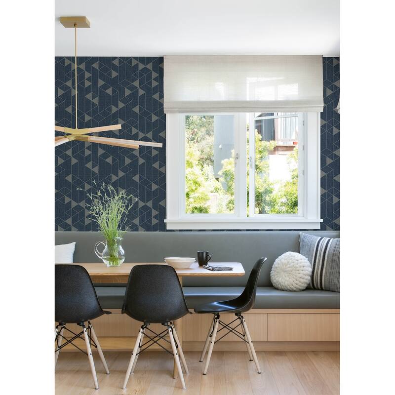 Scott Living Fairbank Navy Linen Geometric Wallpaper
