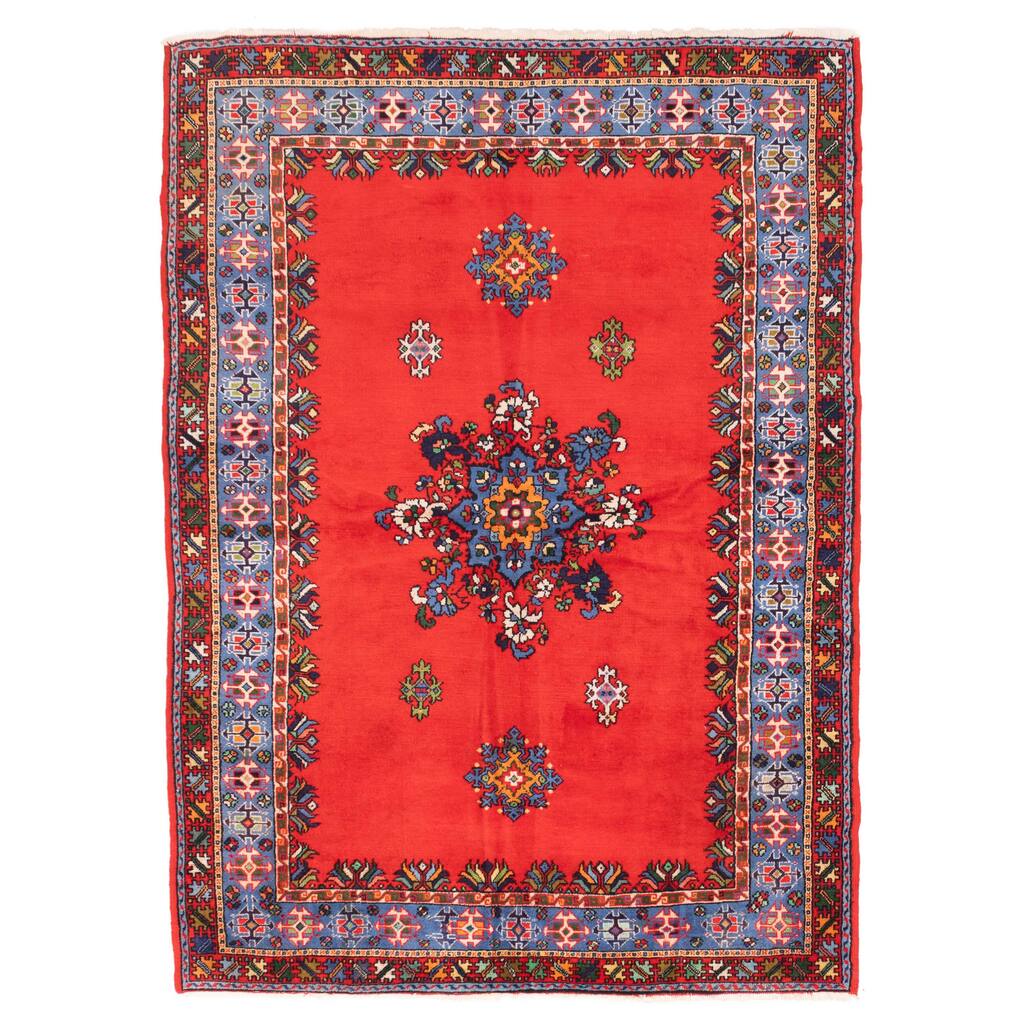 ECARPETGALLERY Hand-knotted Royal Maroc Red Wool Rug - 5'9 x 8'0