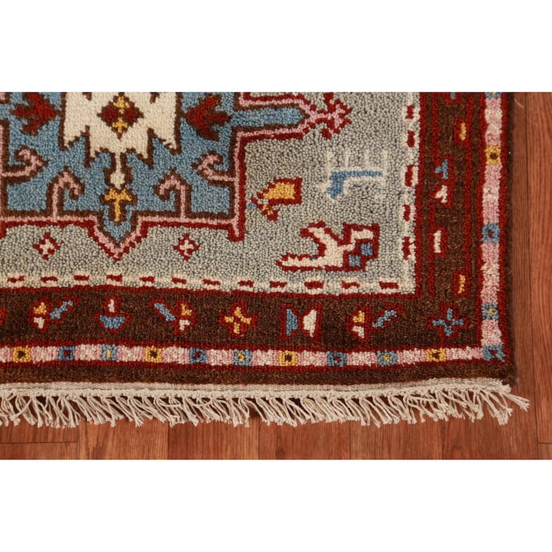Hand Knotted Oriental 100% Wool Carpet Transitional Geometric Green Khotan Runner Rug - 9' 8'' X 2' 6''
