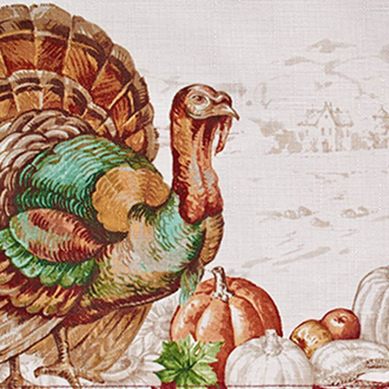 Holiday Turkey Bordered Fall Placemat, Set of 4 - 13"x19"