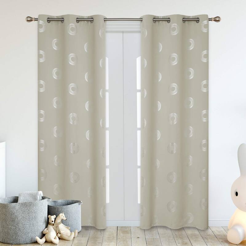 Concentric Circles Pattern Room Darkening Curtain 2 Panels