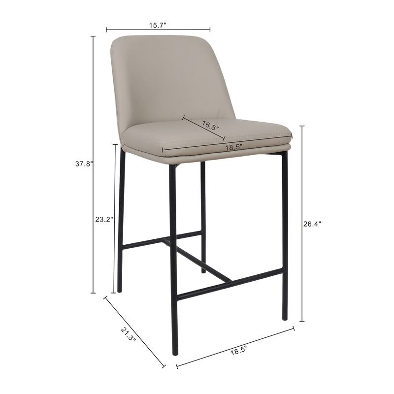 Manhattan Comfort Loft Vegan Leather Metal Counter Stool - Set of 2