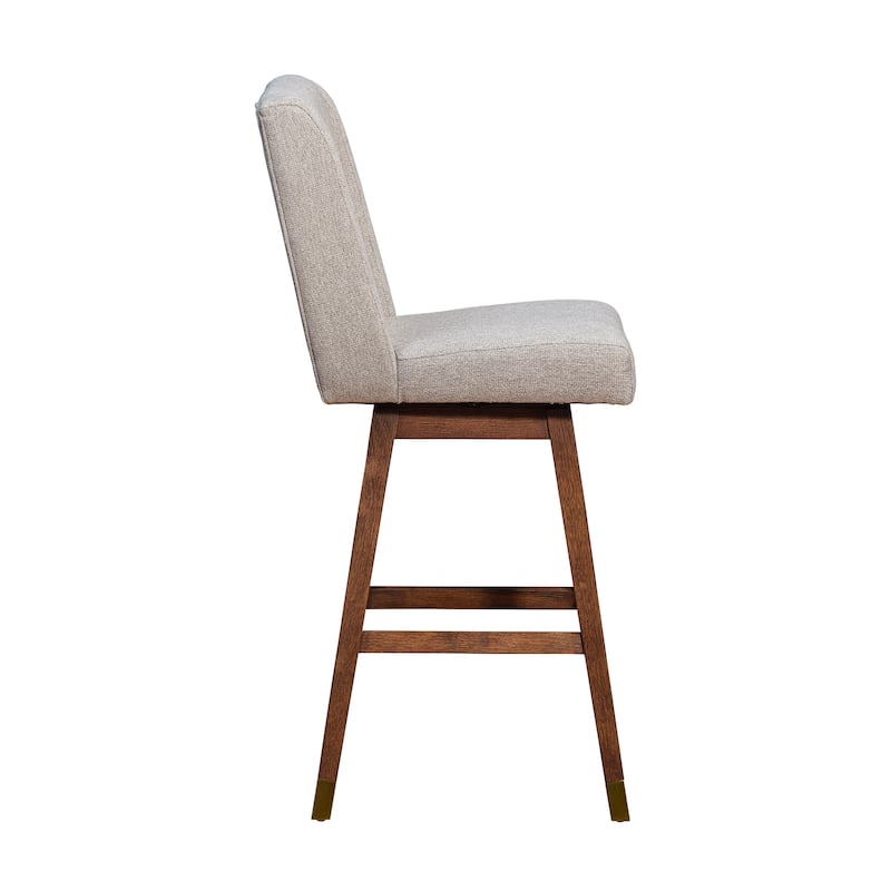 Stancoste Wingback Swivel Bar or Counter Stool with Wood Legs