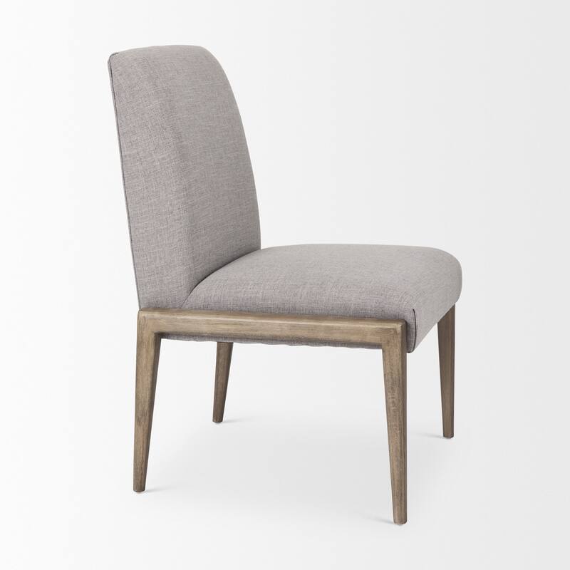 Palisades Cream Fabric Seat With Medium Brown Solid Wood Frame Armless Dining Chair (Set of 2)