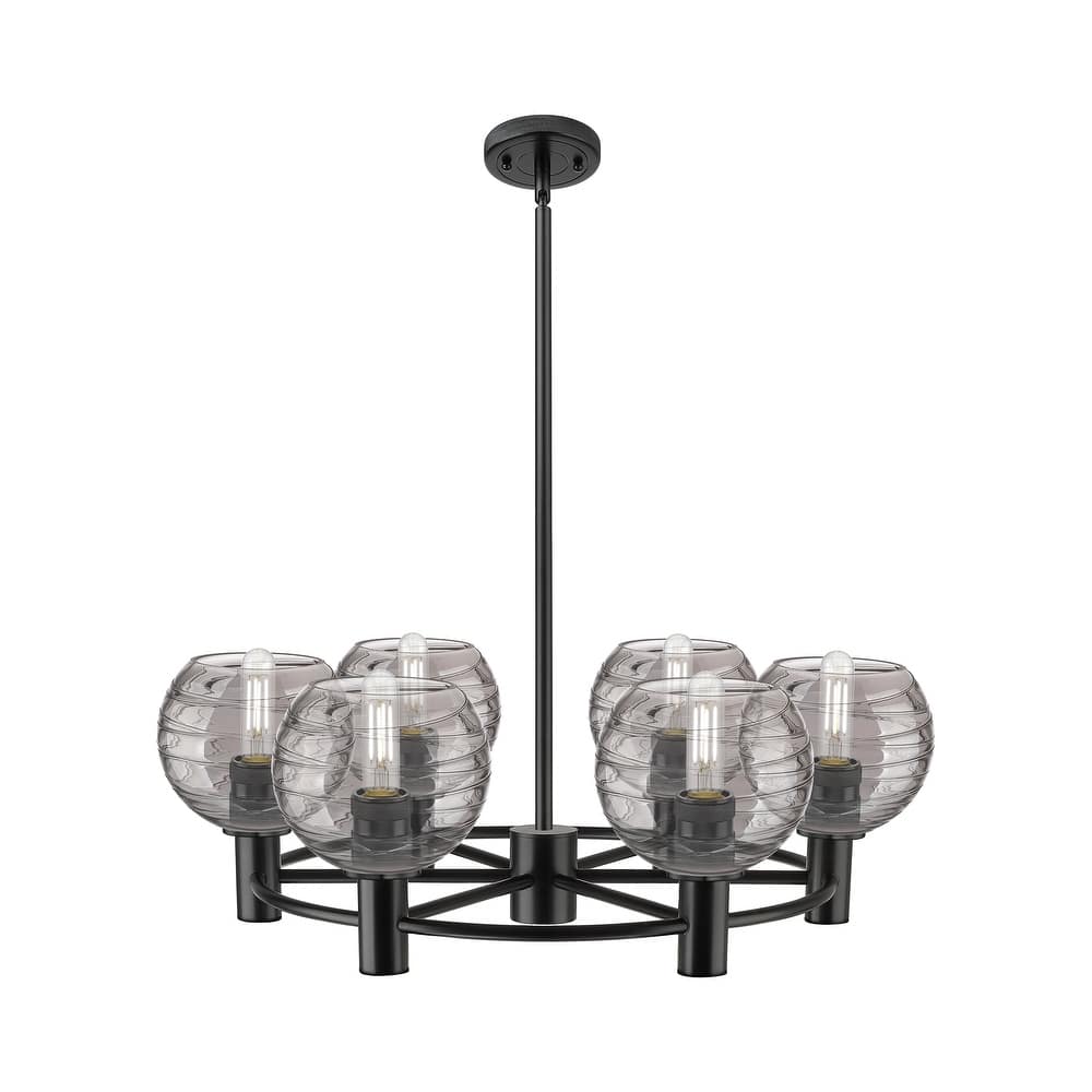 Innovations Lighting Downtown Urban - Crown Point - 6 Light 26" Athens Deco Swirl Stem Hung Chandelier
