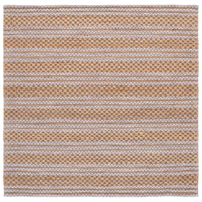 Martha Stewart by SAFAVIEH Handmade Tulia Jute Rug - 6' Square - Natural/Grey