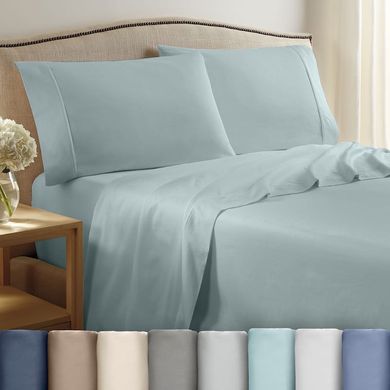 Martex 400 TC 100% Cotton Sateen, Deep Pocket, Silky Soft Sheet Set - Twin - Aqua