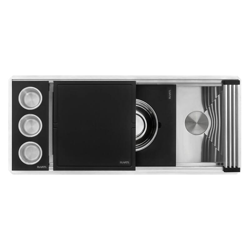 Ruvati 45-inch Workstation Two-Tiered Ledge Kitchen Sink Undermount 16 Gauge Stainless Steel - RVH8335 - 45 x 19