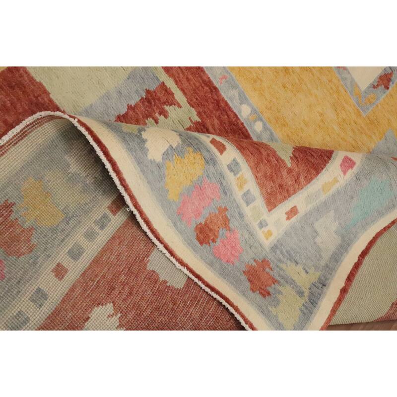 Hand Knotted Oriental 100% Wool Carpet Modern Geometric Oranges & Rust Gabbeh Area Rug - 8' 9'' X 5' 11''