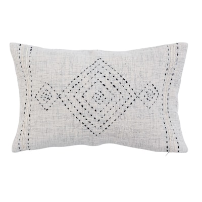 Cotton Lumbar Pillow with Embroidery and Gold Thread