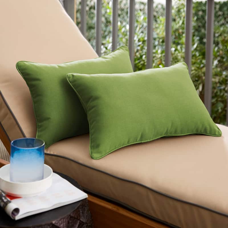 Sorra Home Sunbrella Spectrum Cilantro Corded Indoor/ Outdoor Pillows (Set of 2) - 12 in x 18 in