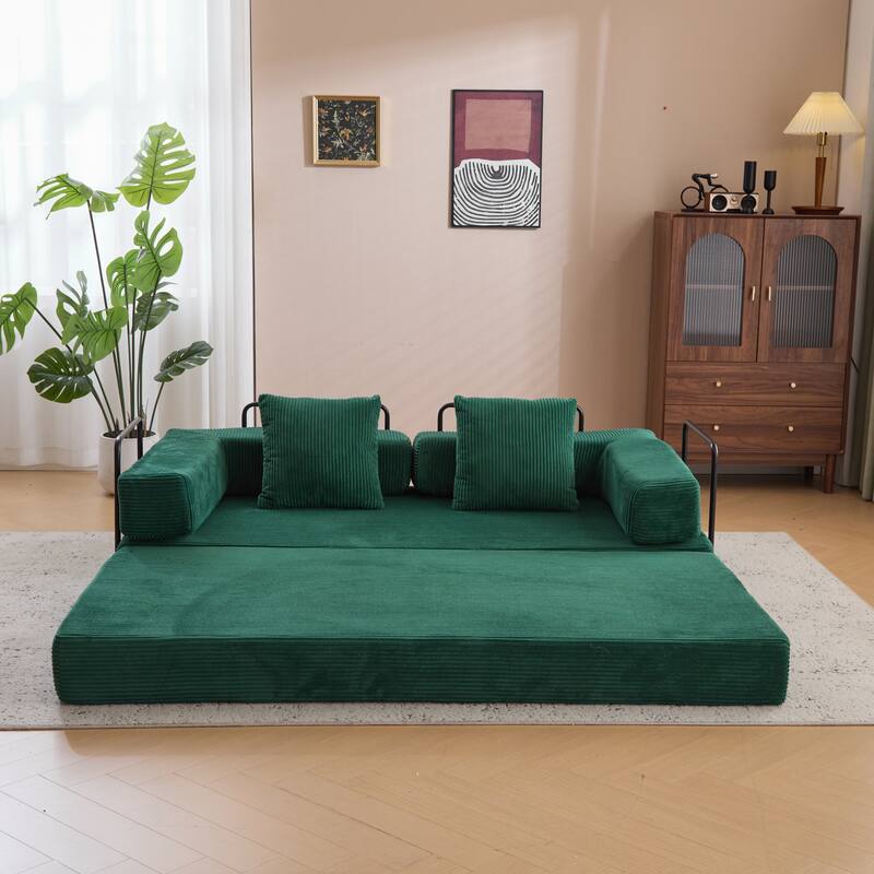 Floor Couch,Compression Sofa,Convertible Floor Sofa Bed-with Pillow Back Support Armrest,Comfy Futon Couch Lounge Sleeper Bed