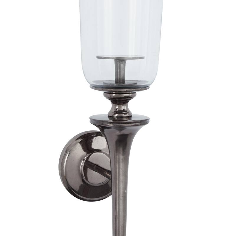 Aluminum Metal Wall Sconce with Glass Holder - Silver, Gold, Black - Roche River Decor