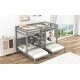 preview thumbnail 4 of 16, Pine Wood Bunk Bed, 4-Shelf Storage, Built-in Ladder, 3 Beds in 1