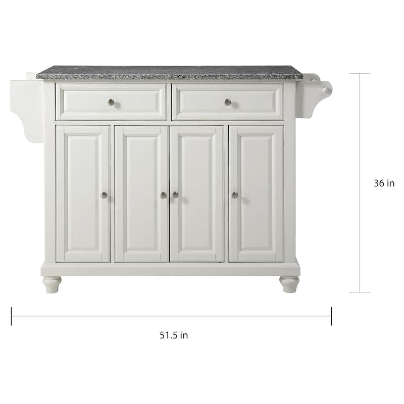 Crosley Cambridge Solid Granite Top Kitchen Island in Vintage Mahogany Finish - 51.5"W x 18"D x 36"H