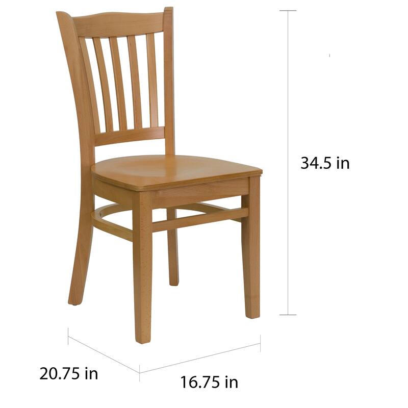 2Pk Vertical Slat Back Wood Restaurant Chair - Hospitality Seating