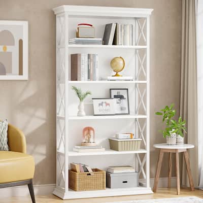 5-Tier Industrial Bookcase, 71 Inches Bookshelves and Bookcases