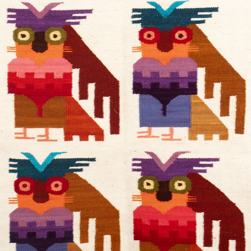 Novica Handmade Andean Owls Wool Blend Tapestry