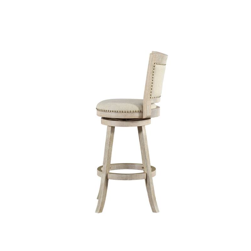 Melrose Wood Upholstered Swivel Counter Barstool