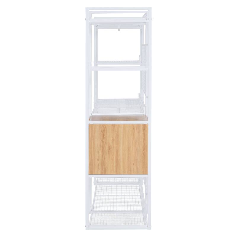 Open-Style Wardrobe with Hanging Rails, Shelves and Drawers - N/A