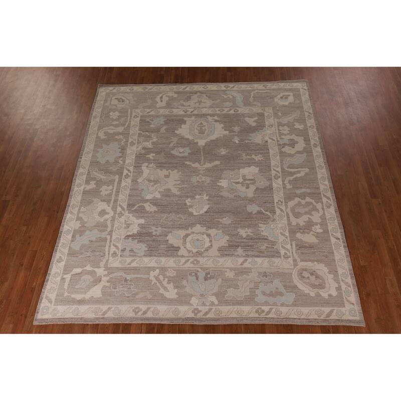 Brown Oushak Turkish Area Rug Handmade Wool Carpet - 8'5" x 9'10"