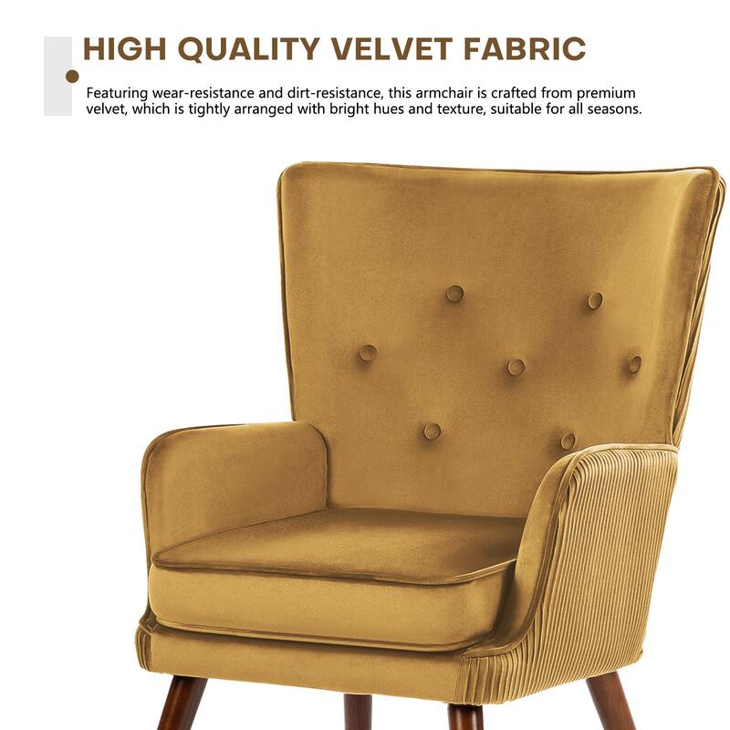 Velvet Upholstered Accent Chair Armchair for Living Room
